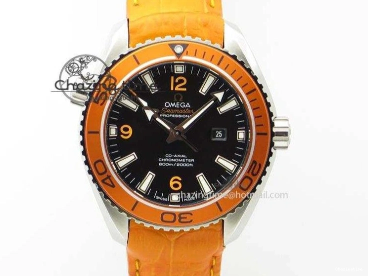 0513 Planet Ocean Master Chrono SS OM 1:1 Best Edition Black Dial On SS Bracelet A9900 V Fashionable 8113